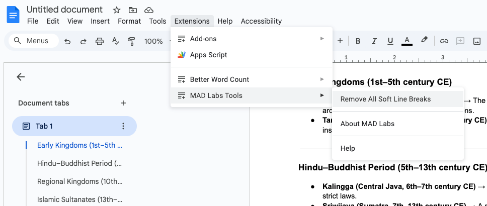 Deleting All Soft-Line Breaks in Docs with One Click